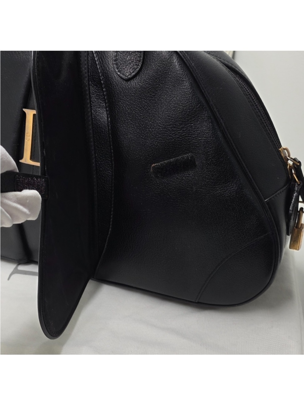 Dior Black Leather Satchel with Gold 'D' Accent - Picture 4 of 12
